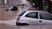 A car submerged in a flood