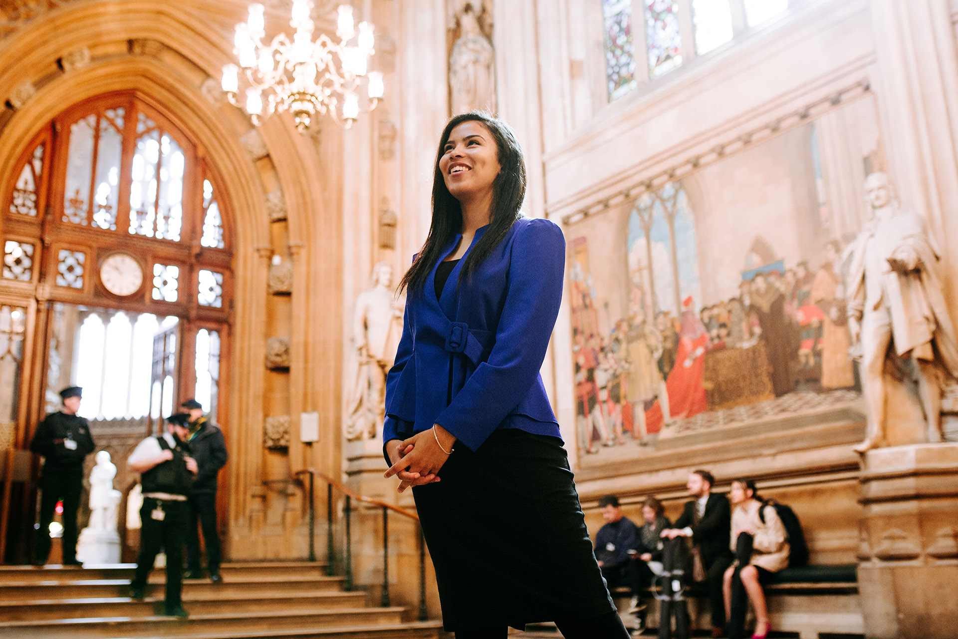 Student stood in Westminster